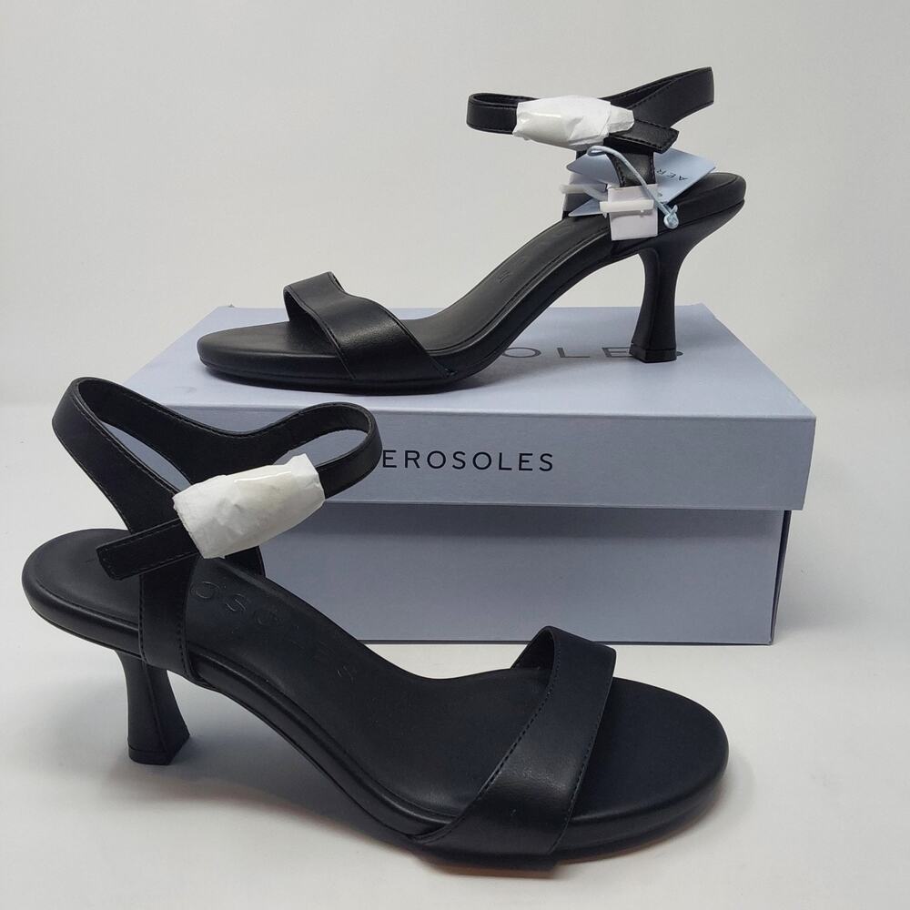Aerosoles Diva Sandals Womens 9M Black Ankle Strap Dress Heels NIB